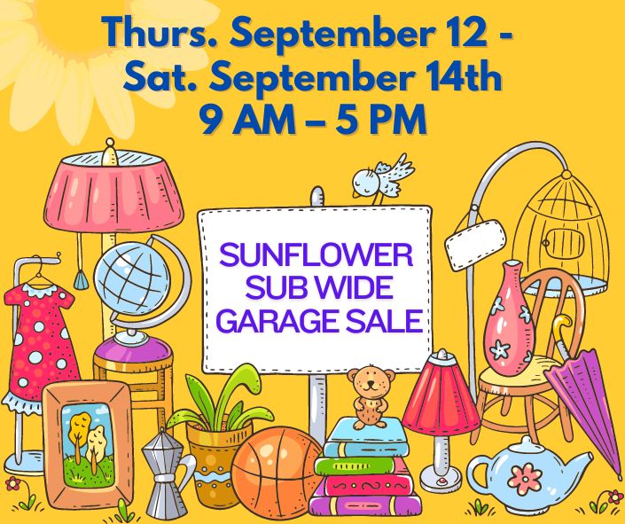 Sunflower Fall Garage Sale – Thursday, September 12 – Saturday, September 14, 9 am – 5 pm